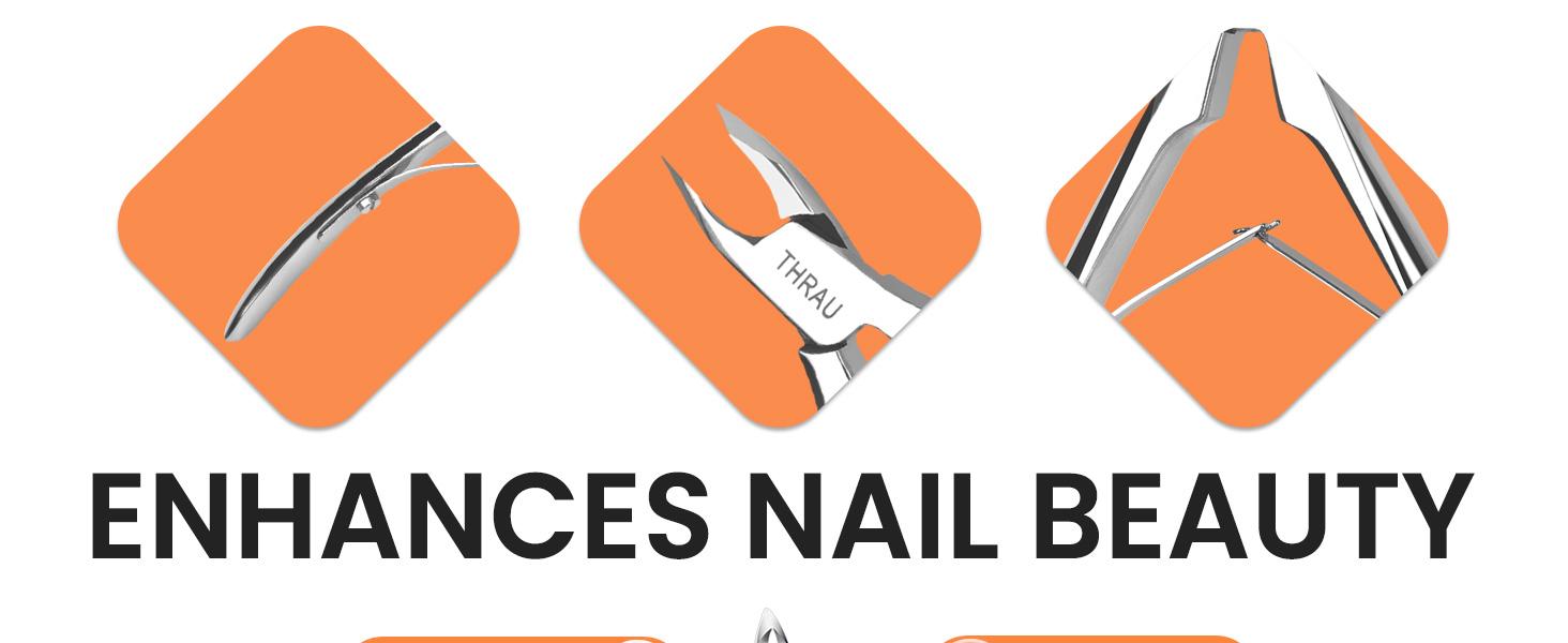 THRAU Cuticle Trimmer for Manicure and Pedicure, Stainless Steel Cuticle Remover Cuticle Nipper, Precise Pointed Tip Grooming Kit for Trim Nail and Dry Skin