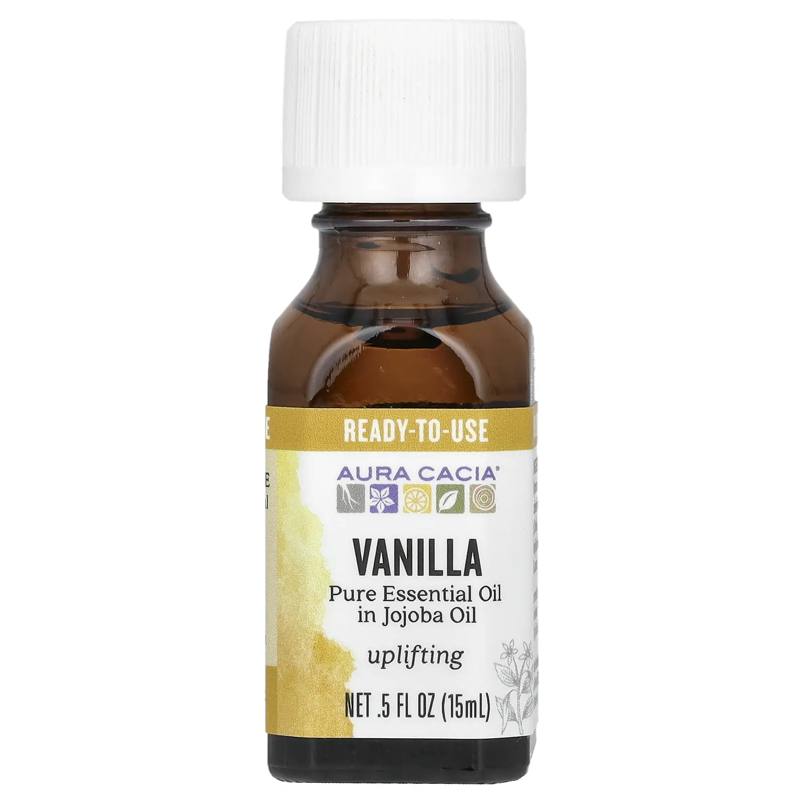 Aura Cacia Pure Essential Oil In Jojoba Oil, Vanilla, 0.5 fl oz (15 ml)