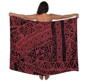 2 YARDS HAWAIIAN PRINT RAYON SARONG - Red Tribal
