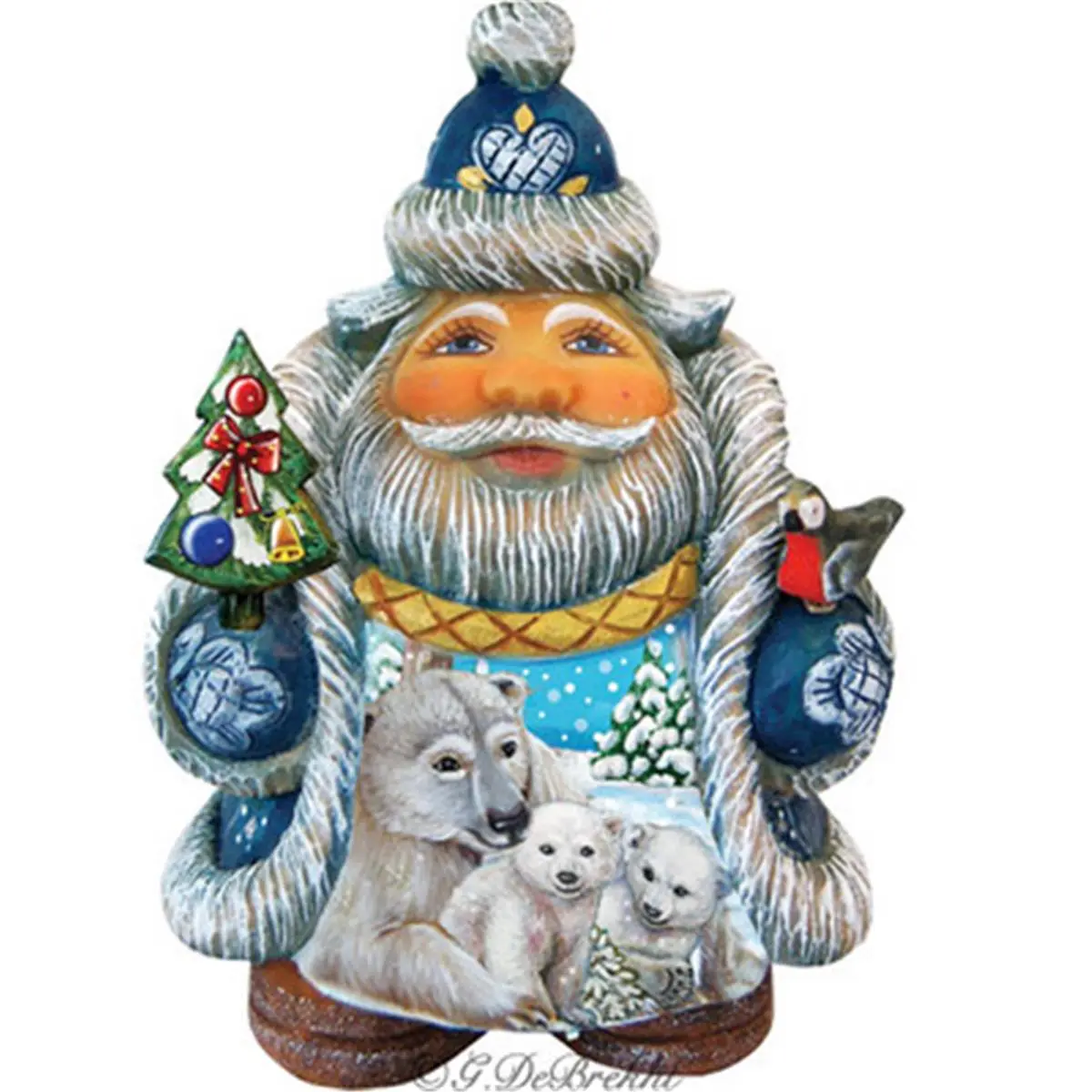 GDeBrekht 533422 Hand-Painted 3.5 x 3 x 5 in Plywood Traditional Christmas Figurine - Hand-Crafted Polar Bear & Cubs Decorative Accent, Festive Style Christmas Decor, Holiday Home Gift with Storage Box Compatibility