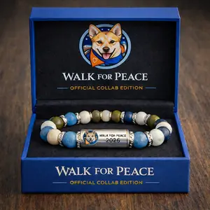 Natural Stone Energy Bracelet for Peace Walks, Elastic Cord Bracelet with Cylindrical Positioning Tube, Peace Walk Bracelet