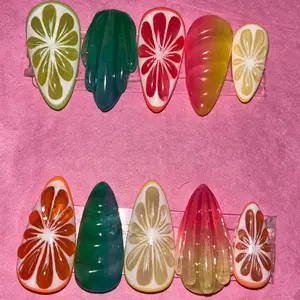 Fun fruit acrylic press on nails
