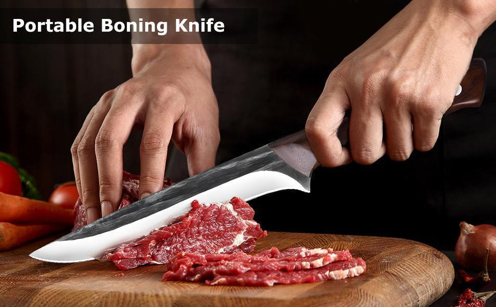 Kitchen Knife Set, Stainless Steel Japanese Damascus Pattern, Chef's Knife with Roll Bag, Professional Butcher Boning Meat Cleaver, High Carbon Steel