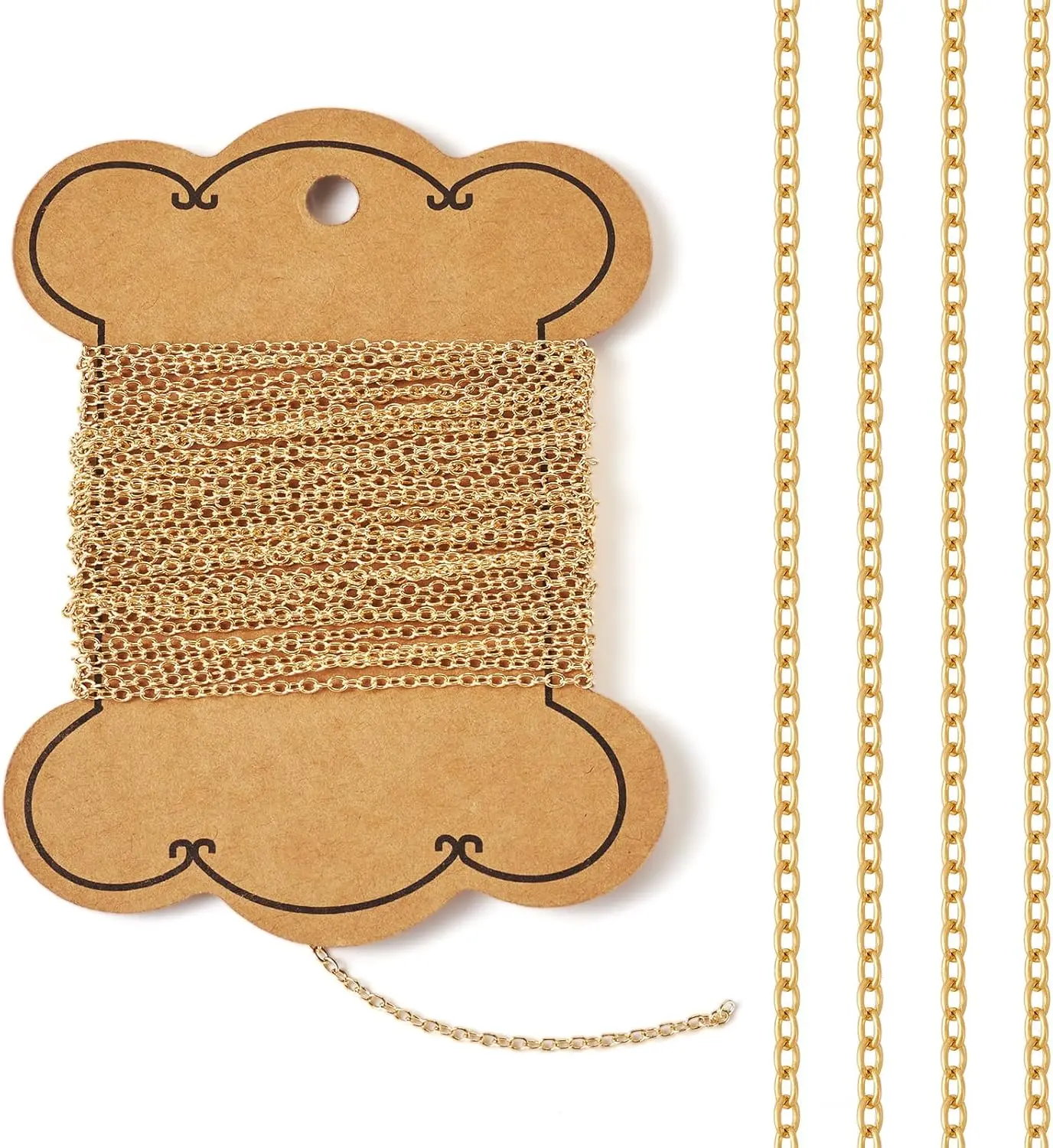 16.4 Feet 14K Gold Filled Cable Chains - Permanent Jewelry Chains with Small Link Necklace Design, Soldered Gold Finish for Jewelry Making, Includes Card Paper