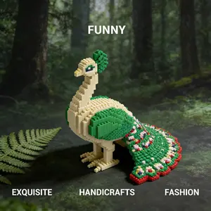 1944pcs Peacock Series Building Blocks Set, Creative DIY Toy Decoration, Micro Particles Craft Kit, Home Living Room Decor Gift