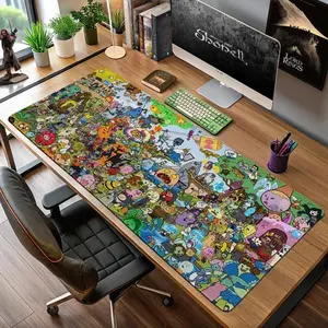 Adventure Time Characters Desk Mat, Land of Ooo Gaming Mouse Pad, Keyboard Mat, Cartoon BMO Finn Jake Desk Mat For Office, Gift For Gamer