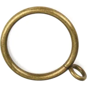 Antique Brass Curtain Rings with Eyelets for Up to 1.2-inch Curtain Rods (Set of 30 count Curtain Rings)