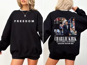 Charlie Kirk American Freedom 2 sided Sweatshirt – Tshirt, Unisex Heavy Cotton Tee, Casual Streetwear Top, Made in USA, for Men & Women 100% Cotton