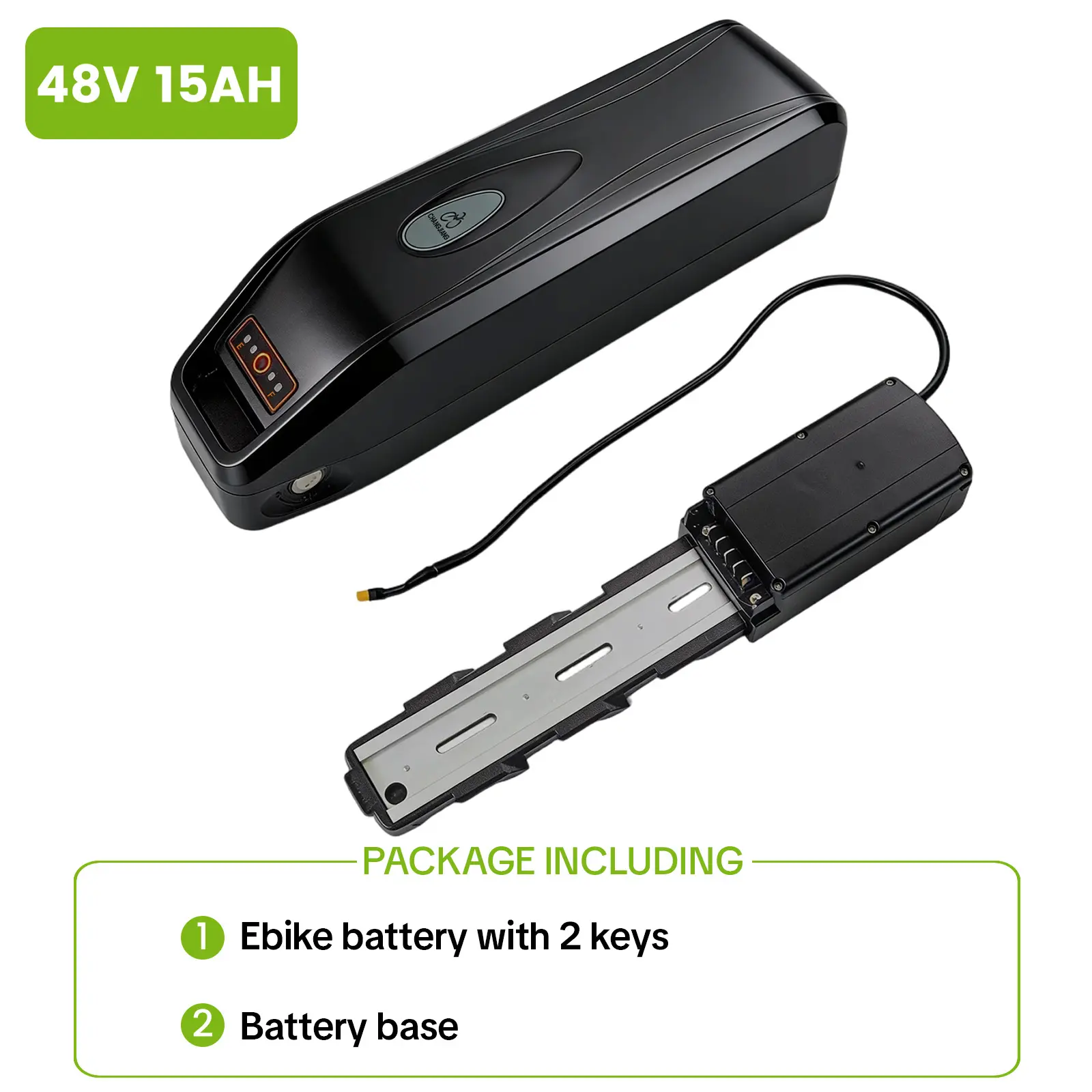 【HiEHA】 Ebike Battery 48V 15Ah Electric Bike External Battery Pack with Base, Removable EBike Lithium Battery for 1500W Peak Power Motor,camping essentials