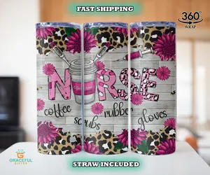 Cheetah Tumbler Nurse , Personalized Essential Nurse Cup , Custom Cvicu nurse Tumbler With Straw , Leopard Nurse Life Gift