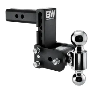 B&W TS10037B Trailer Hitches Tow & Stow Adjustable Ball Mount Fits 2" Receiver Dual 2" x 2-5/16" Balls 5" Drop 10,000 GTW