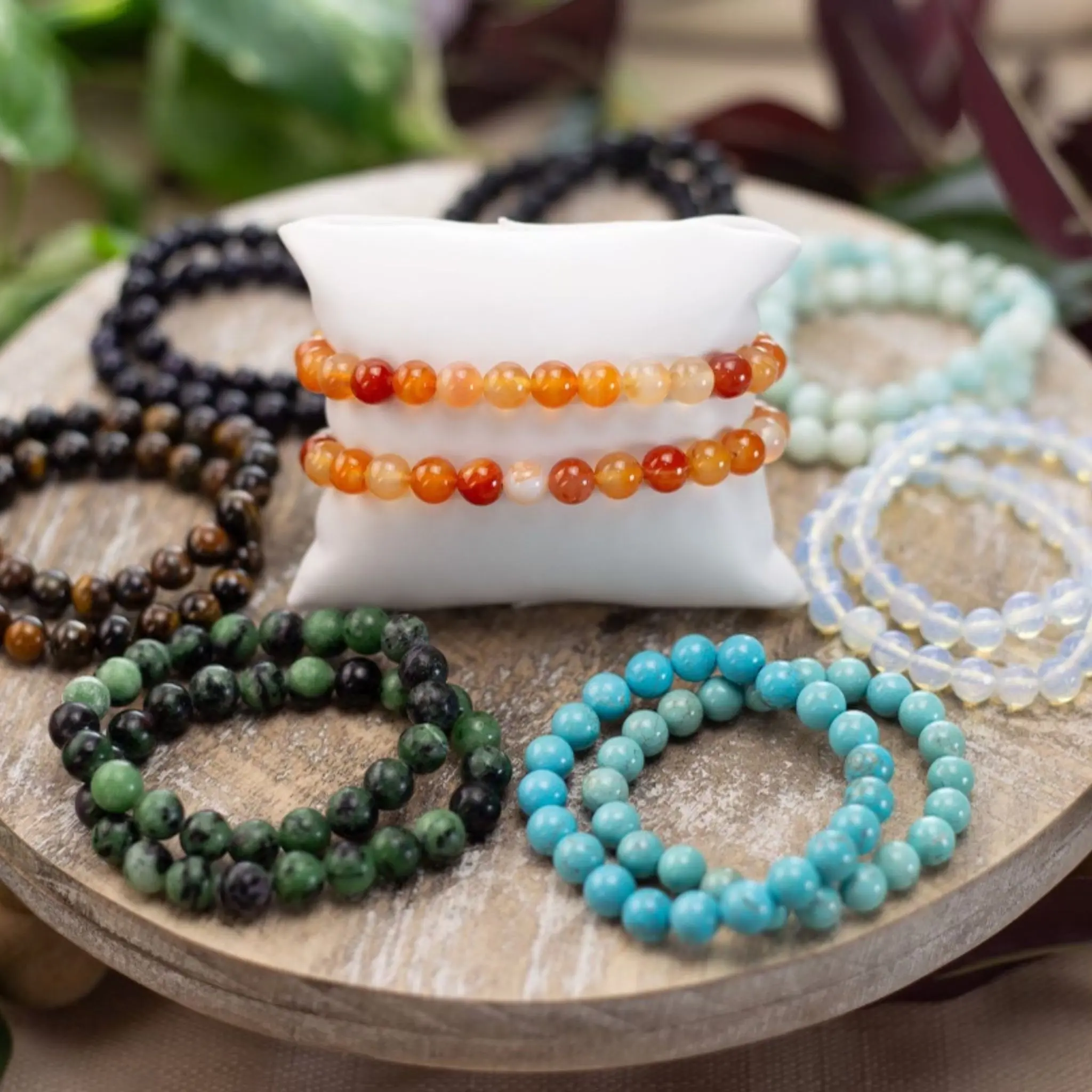 Down To Earth Natural Gemstone Crystal Bracelet - Healing Elastic Crystal Bracelet for Spiritual Journey & Energy Healing in 4mm, 6mm, 8mm Sizes
