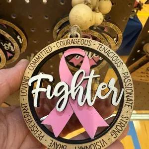 Wooden Cancer Fighter Christmas Ornament