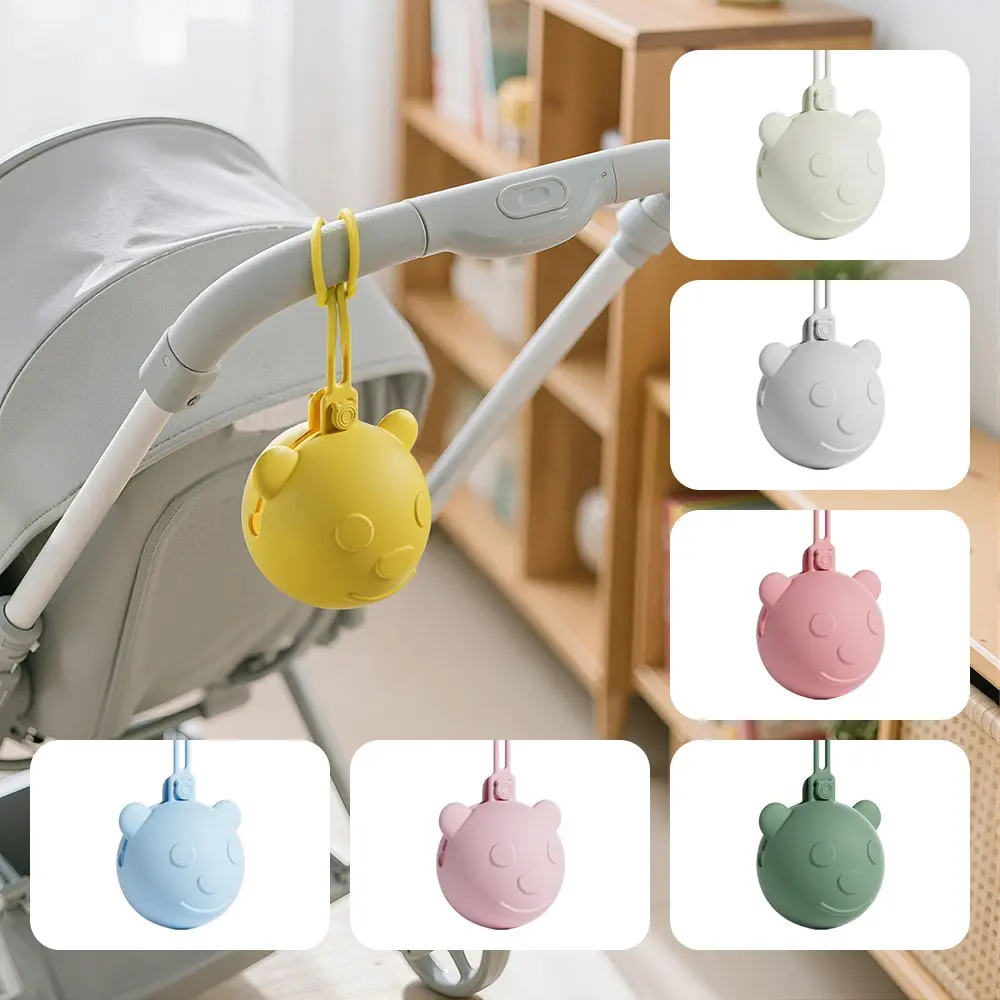 Bear Shape Cute Portable Pacifier Storage Box, Silicone Pacifier Holder, Suitable for Newborn Baby Stroller, Keys, Coins, Diaper Bag Organizer, Easy Clean