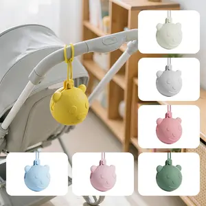 Bear Shape Portable Pacifier Storage Box, Silicone Pacifier Holder, Suitable for Newborn Baby Stroller, Keys, Coins, Diaper Bag Organizer, Easy Clean