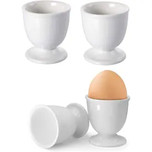 Ceramic Egg Holder 4 Piece Egg Cups Set Designed for Soft Boiled Eggs, Perfect for Breakfast, Kitchen, Restaurant & Party Dining