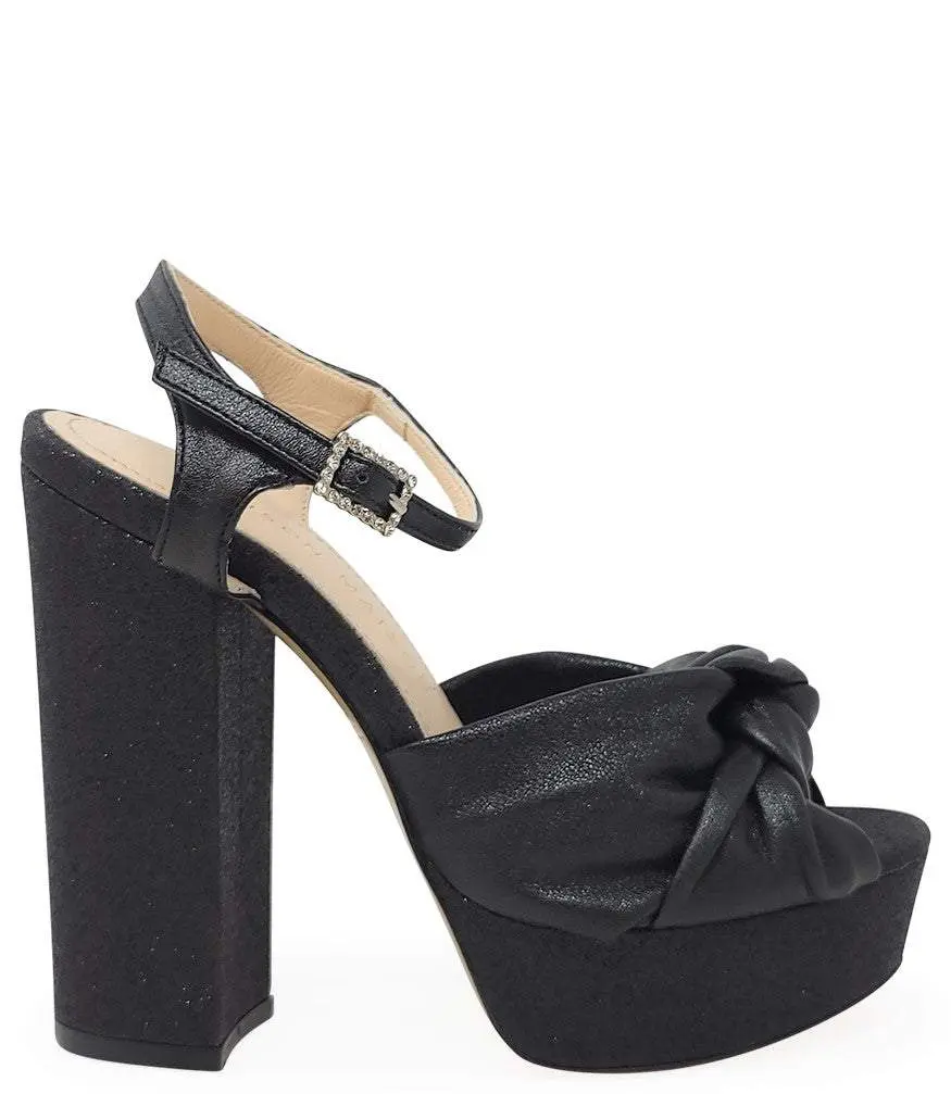 Madison Maison Marilu Black Glitter Platform Heel