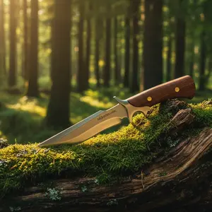1PC, high hardness outdoor knife, fixed blade straight knife, integrated keel structure, sharp and durable, solid wood handle, equipped with high-quality knife cover, suitable for outdoor or household use, holiday gift
