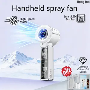 Hangfan High-Speed ​​Portable Handheld Fan — Mist Fan — USB Rechargeable, Rapid Cooling — Equipped with a 3000mAh Battery and Large-Capacity Water Tank — Suitable for Travel, Camping, Outdoor Activities, Beauty Care, and Everyday Use portable fans