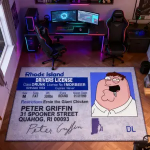 Peter Fun License Plate Rug, Cartoon Pattern Rug, Anime Peripheral Carpet, Plush Soft Decorative Mat for Living Room, Gaming Room, Casual Style, Game Room Friendly