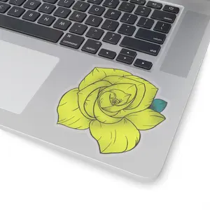 Yellow Rose Decorative Sticker - 100% Vinyl with 3M Glue Tiles Sticker Ornaments