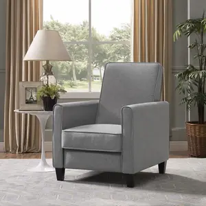 Compact Push-Back Recliner Chair for Small Spaces | Modern Armless Club Chair with Plush Cushions & Adjustable Footrest