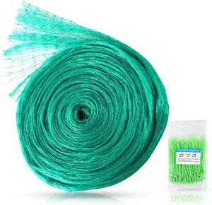 Bird Netting for Garden 13ft x 33ft Garden Netting Pest Barrier Protect Fruit Plant Trees Vegetables Against Squirrels 100pcs Cable Ties (Green)