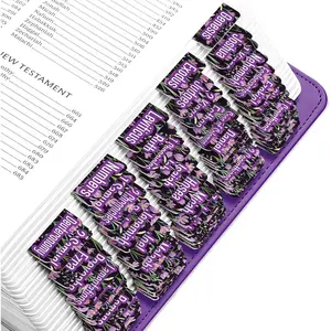 - Purple Crocuses Flower  Tabs for Old and  Testament, 80 Large Print Tabs for  Study, Water-Resistant and Durable  Index Tabs for Women and Men - 1.7" Wide