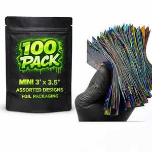 100 Pack Mini 3" x 3.5" Assorted Designs Foil Packaging