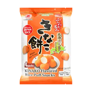 Echigo Seika Soft and Delicious Japanese Mochi Puff with Sweet Soybean Flour Flavor 2.65oz