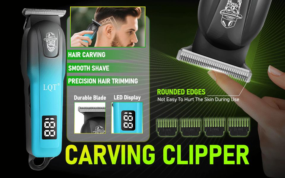 LQT 2-in-1 Cordless Hair Clipper & Trimmer Kit for Men, Gradient Blue Electric Grooming Set with LCD Display, Complete Home Barber Kit with Storage Case & Full Accessories