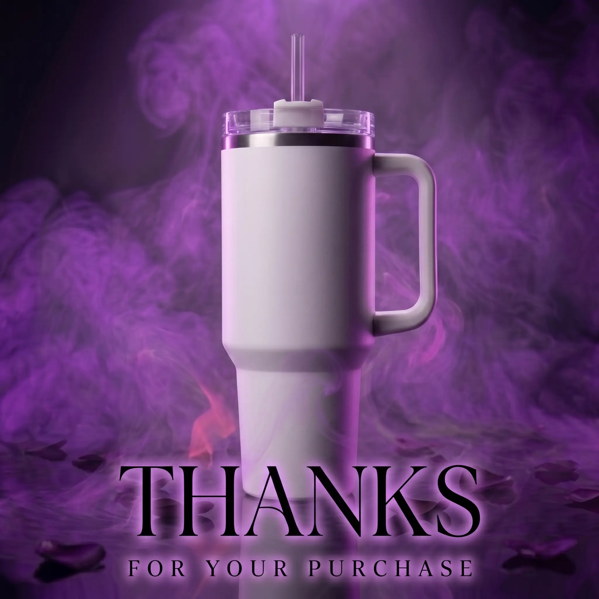 Clean White Tumbler With Handle Summer Coffee Silicone Portable Flasks-Mug Thank You Coupon Card Returning Customer Voucher Reusable Portable Bottled Mug