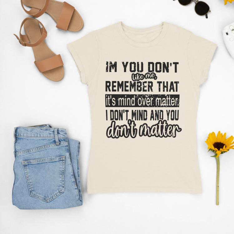Women's Letter Print Cotton Short Sleeve Tee with Unique Text Design I Don't Mind And You Don't Matter Memes Shirt Casual Graphic Short Sleeve T-Shirt Top Womenswear Graphic Print T-Shirt
