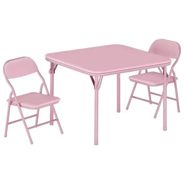 GAOMON Children's 3-Piece Foldable Furniture Set - Foldable Table and Chairs with Anti-Pinch Finger Structure, Easy to Clean for Study, Daycare, Dining Room Use