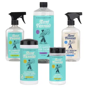 Aunt Fannie's Whole Home Cleaning Bundle: All Purpose Spray, Floor Cleaner, Glass & Window Cleaner, Multi-Surface Wipes, Carpet Refresher, Packaging May Vary