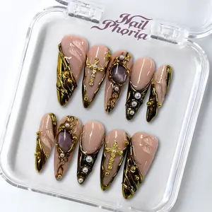 NailPhoria ETERNAL FLOW - Handmade Press-On Nails | Reusable, Salon-Quality, Long-Lasting, Glossy Design
