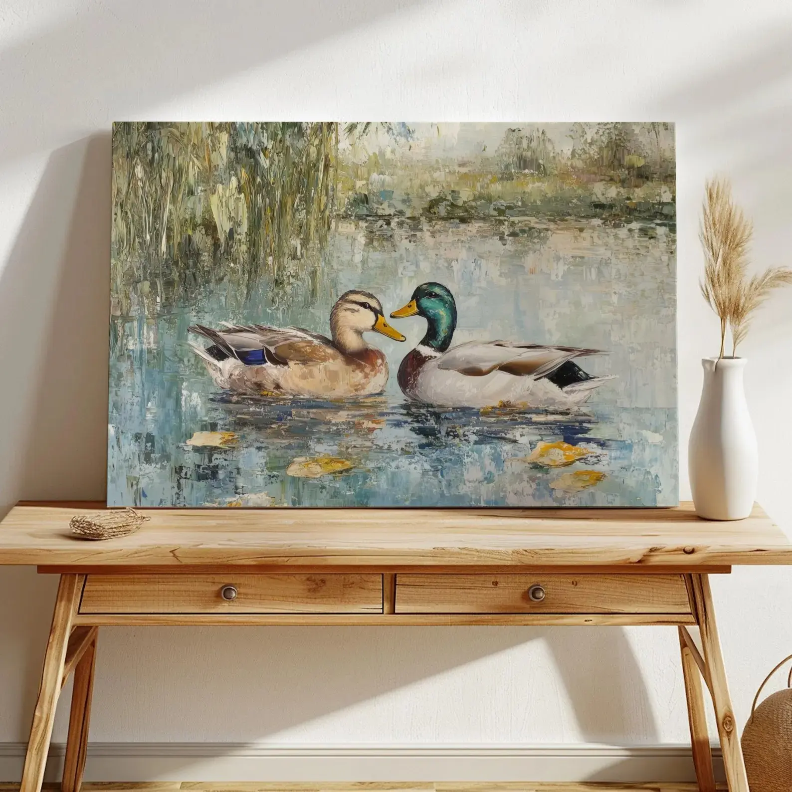 Love Mallard Couple Poster Unframed  Vintage Duck Print His and Hers Mallard Duck Decor for Couple Gift Farmhouse Wall Art Mallard Duck Painting