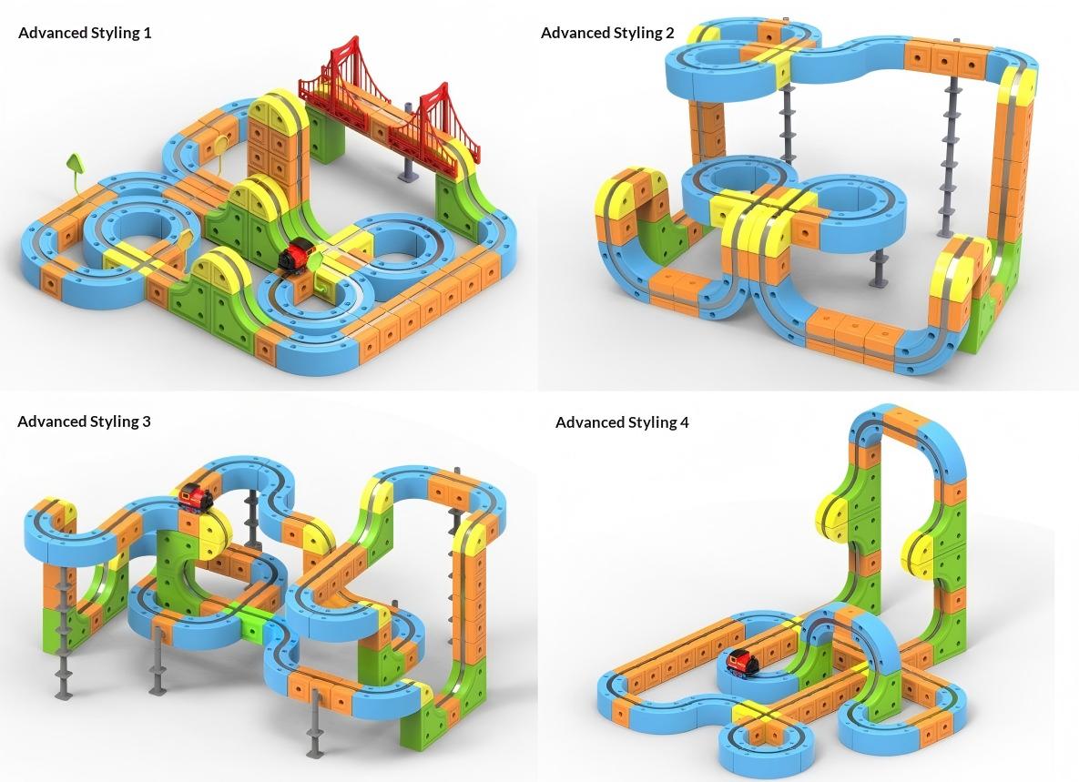 KlickRail Electric Train Set Flexible Race Track for 3 4 5 6 7 8 years old boys and girls, Building Toy Train Track Gravity-Defying 3D Embedded Layouts & Motorized Car, STEM Gift(Deluxe Set(155 Piece))
