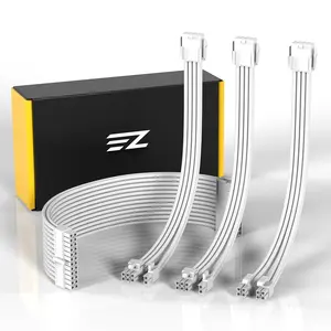 PSU Extension  Sleeved Custom Mod PC Power  , Soft Nylon Braided with Comb Kit 24PIN/8PIN to 6+2Pin/ 8PIN to 4+4PIN-30CM 300MM -  White Edition