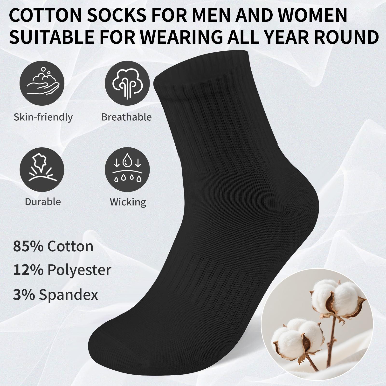 Insoles & Unisex Cotton Mid-Calf Socks  Black & White | Perfect for Shoes | All-Day Comfort Four pairs of socks