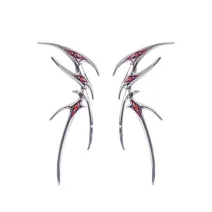 Bio-Blood-Butterfly Series Dark Style Trendy Cool Zircon Liquid Metal Non-Piercing Ear Clip for Women