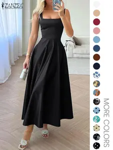 Women's Plain / Polka Dot Print  Square Neck Tank Dress Sleeveless A Line Dress Chic Elegant Style for Party Dating Wear, Ladies Summer Clothes, Womenswear