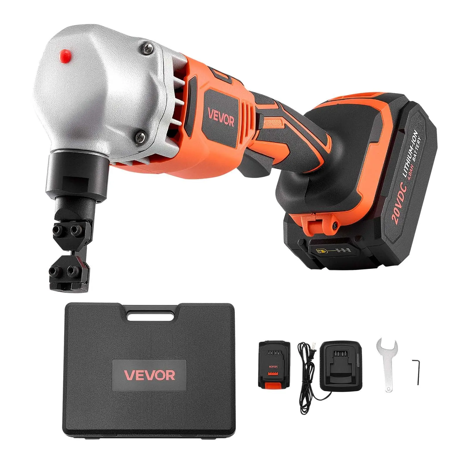 VEVOR Cordless Nibbler Handheld Tool, 18V 4000mAh Batteries, 1200RPM Brushless Motor Electric Metal Cutter with Plastic Carrying Case for Stainless Steel, Aluminum, Copper Sheets