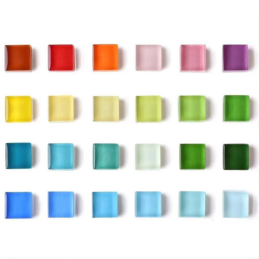 Watercolour Transparent Glass Refrigerator Magnet, 24/48pcs/set Colorful Mini Cube Magnetic Sticker, Fridge Decor, Practical Kitchen Accessories