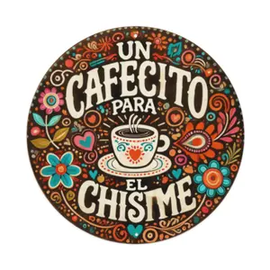 Colorful Coffee Vintage Rustic Aluminum Metal Round Wall Sign 8x8in Un Cafecito Para El Chisme TikTok Viral Latino Coffee Gossip Vibe Decor Gift Artwork Friend Star wall art metal wall sign Vintage Metal Tin Sign home decor plaque funny bar sign