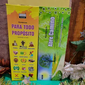 Darshan Para Todo,& Abre Camino Incense Two Whole Box bundle pack of 240 Sticks Total. Handmade with Very Pleasant Fresh Fragrance Aromatherapy Gold & Rainbow Perfume Scented
