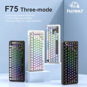 F75 Wireless Mechanical Keyboard, Gasket Design 75% Layout 81 Keys Hot-swappable Gaming Keyboard for PC/MAC, RGB, Hot Swappable, 4000mAh