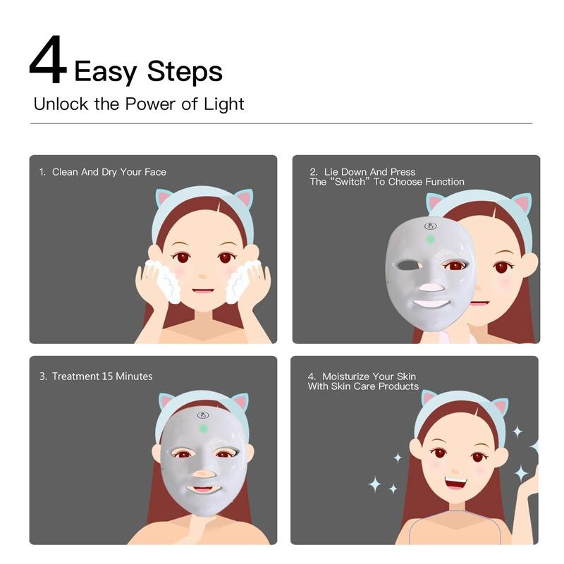 7-Color LED Phototherapy Face Mask: Brightens skin tone, reduces wrinkles, and smooths skin | Portable skincare, rechargeable wireless beauty gift, ideal for Christmas and at-home skincare.