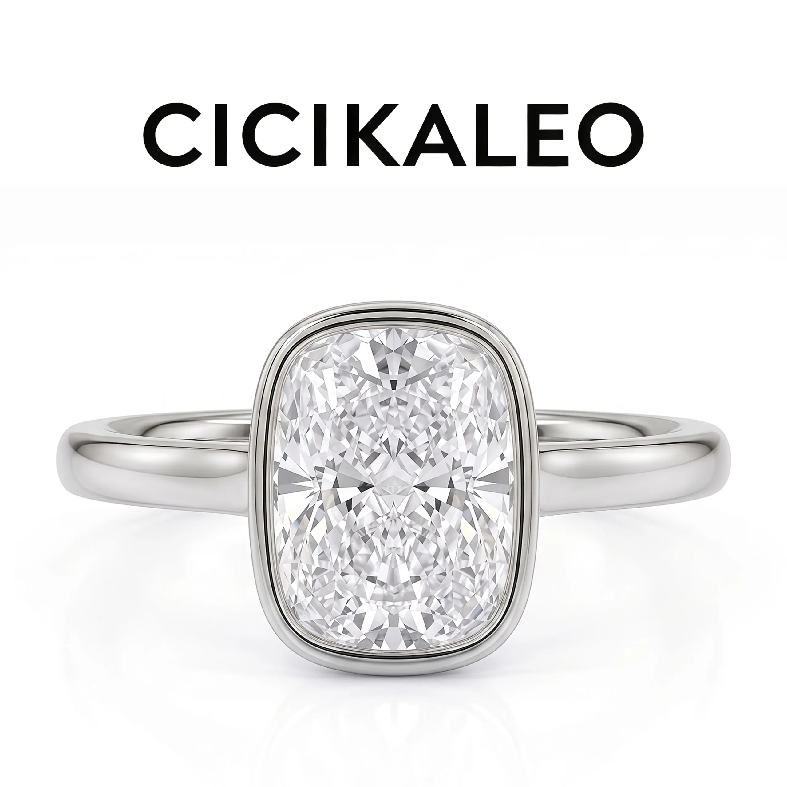 CICIKALEO 925 Sterling Silver Engagement Rings 3CT Cushion Cut Solitaire Cubic Zirconia CZ Wedding Promise Rings for Her Wedding Bands for Women