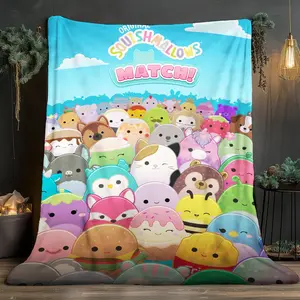Squishmallows Match theme Soft and comfortable home blankets, small throw blankets, nap blankets, perfect Christmas gifts for friends and besties. Super soft heat-pressed blankets. Food Themed Blanket.Y251219061